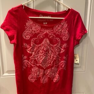Aeropostale Red Paisley Short Sleeve Tee